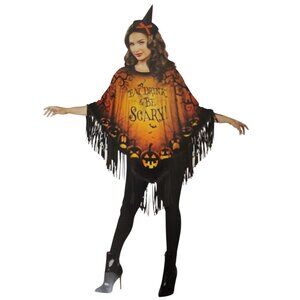Womens XS To XL Eat Drink and Be Scary Halloween Poncho Costume